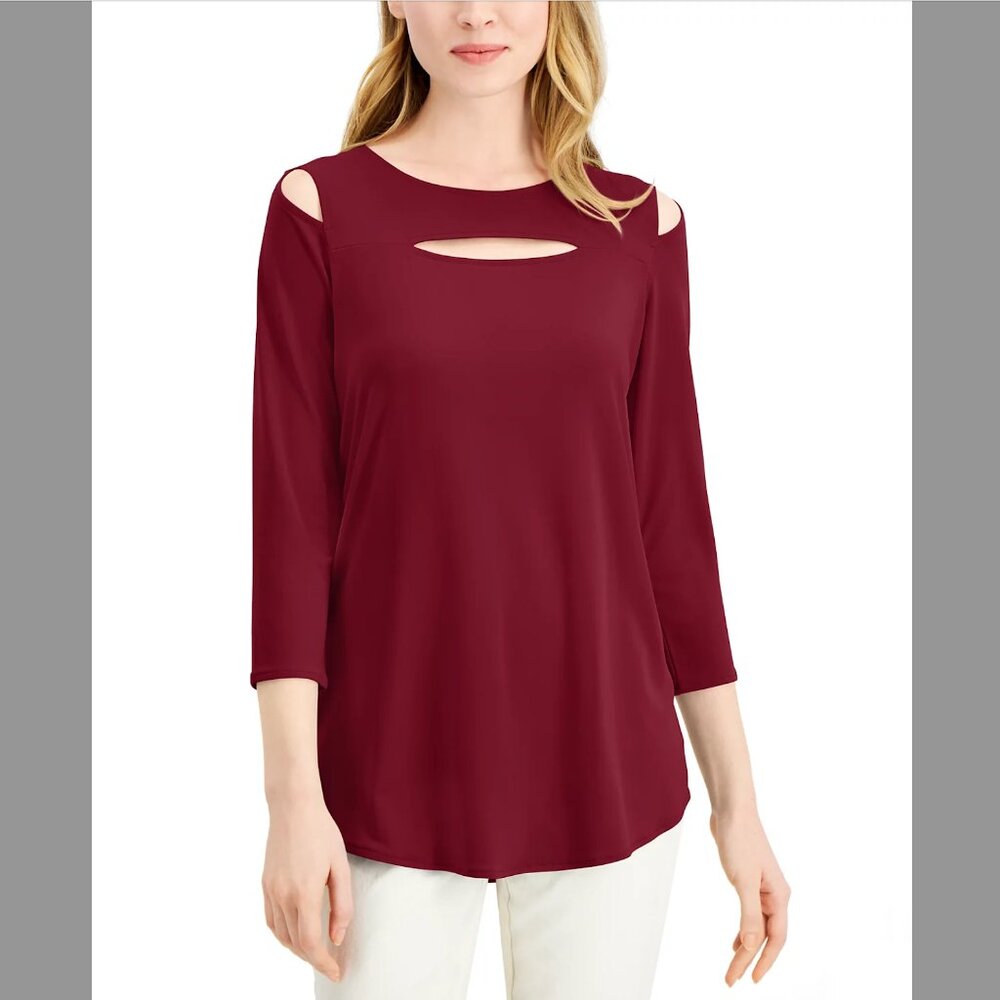 Black Alfani Front-Cutout Cold-Shoulder Top